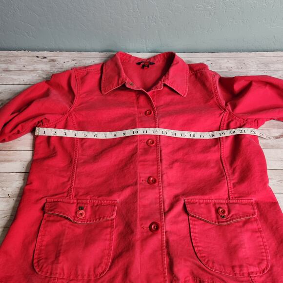 Lands' End Red Button Front Denim Jacket L(14-16) - Picture 7 of 8